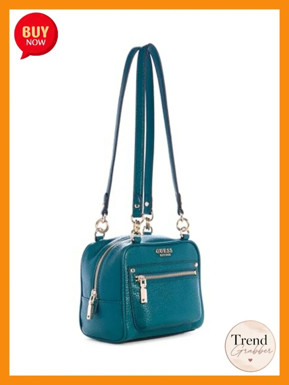 Polyurethane Shoulder Bag with Zip Closure and Pockets